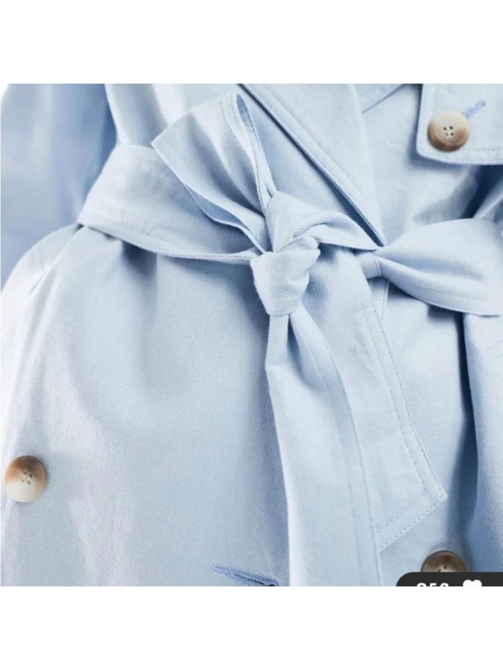 ASOS Light Blue Trench Coat with Waist Tie 12 NWT - Picture 4 of 4